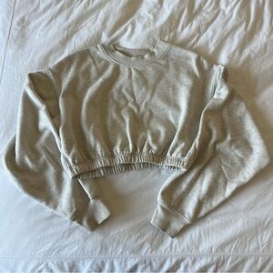 Alo Yoga Double Take Cinch Crop Cream/Beige Terry Sweatshirt XS